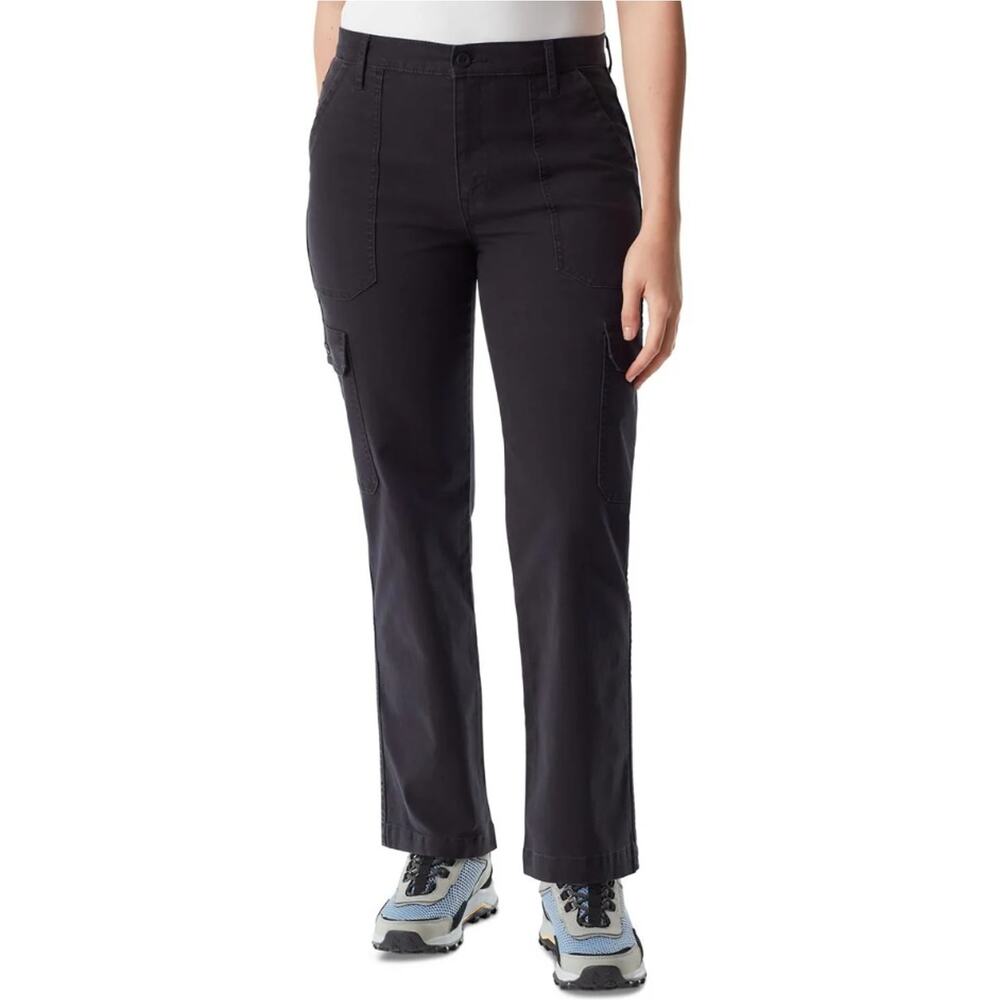 BASS OUTDOOR Women Black Cotton Canvas Outdoor High-Rise Cargo Pants Size US 2